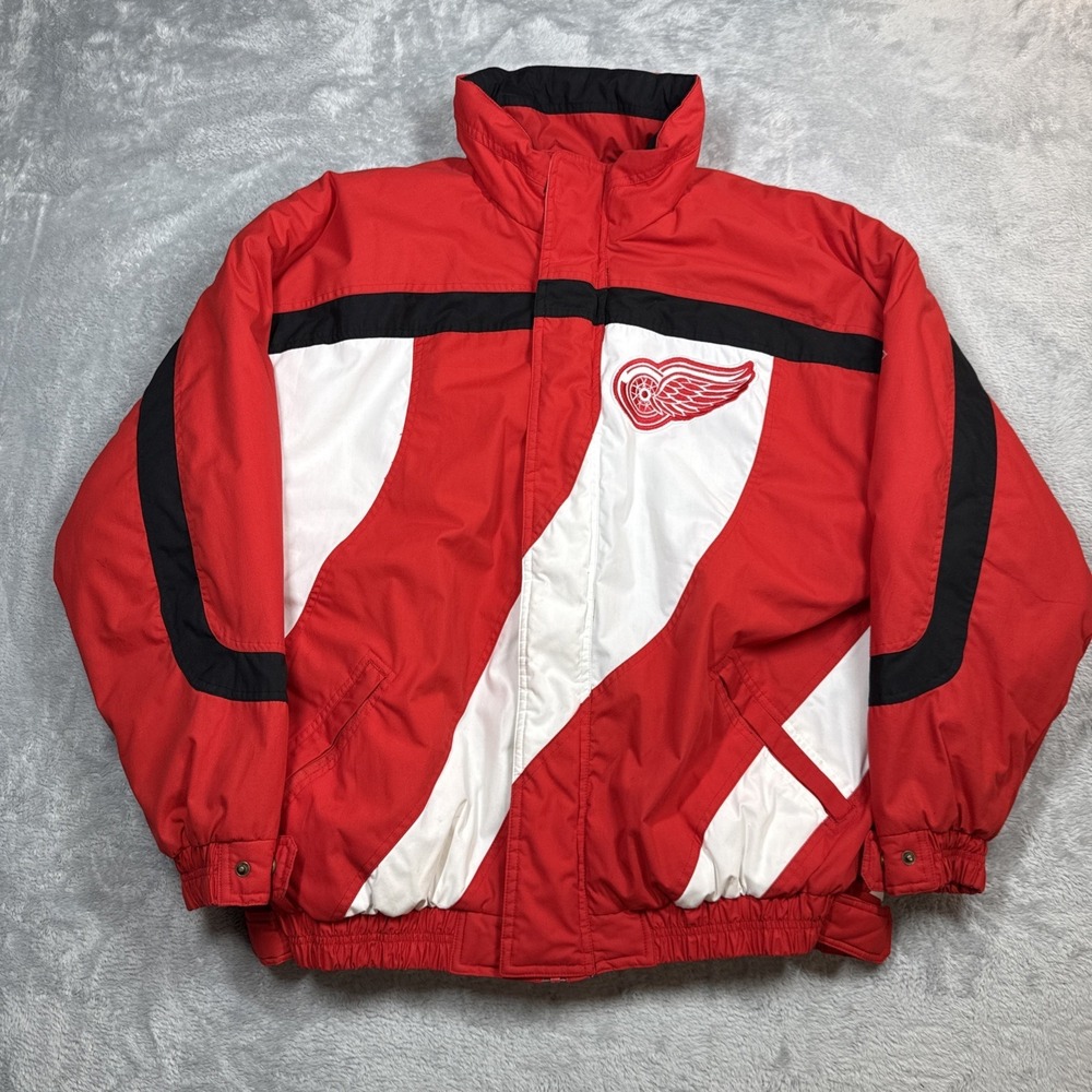 Vintage Detroit Red Puffer Jacket Wings Men XL Red NHL Hockey 90s Flaws Apex One